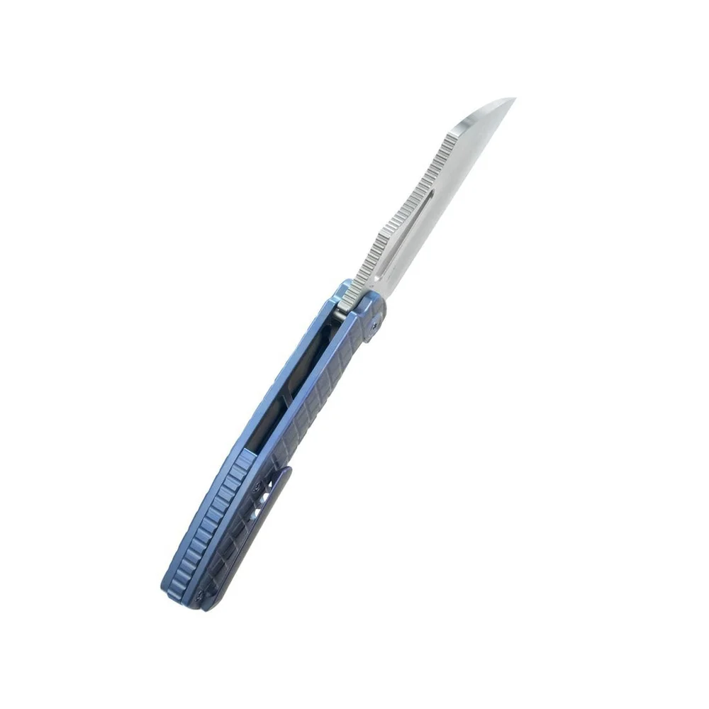 Gift Kubey Sylow Folding Kitchen Knife Blue Titanium Handle 3.46